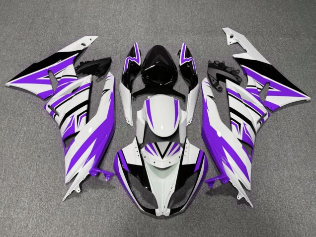 Preisgünstige Kawasaki ZX6R Motorrad Verkleidung 2009-2012 - Weiss Lila Schwarz