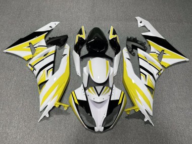 Preisgünstige Kawasaki ZX6R Motorrad Verkleidung 2009-2012 - Weiss Gelb Schwarz