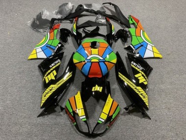 Preisgünstige Kawasaki ZX6R Motorrad Verkleidung 2009-2012 - Glanzendes Schwarz Multicolor