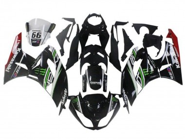 Preisgünstige Kawasaki ZX6R Motorrad Verkleidung 2009-2012 - Glanzendes Schwarz Weiss Grun Rot Elf Monster