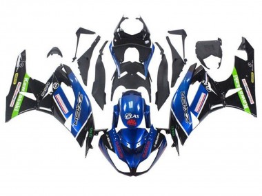 Preisgünstige Kawasaki ZX6R Motorrad Verkleidung 2009-2012 - Blau Glanzendes Schwarz Rot Grun