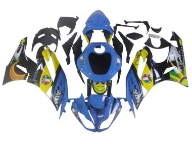 Preisgünstige Kawasaki ZX6R Motorrad Verkleidung 2009-2012 - Blau Gelb Hai