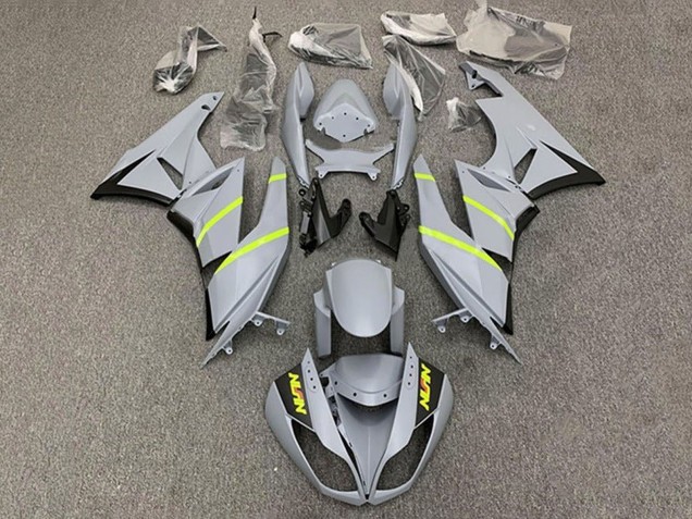 Preisgünstige Kawasaki ZX6R Motorrad Verkleidung 2009-2012 - Grau Gelb Streifen