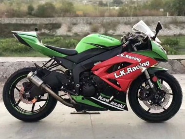 Preisgünstige Kawasaki ZX6R Motorrad Verkleidung 2009-2012 - Grun Rot Schwarz Weiss L.K. Rennen