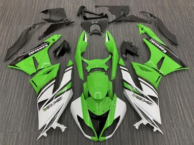 Preisgünstige Kawasaki ZX6R Motorrad Verkleidung 2009-2012 - Grun Weiss Schwarz Streifen