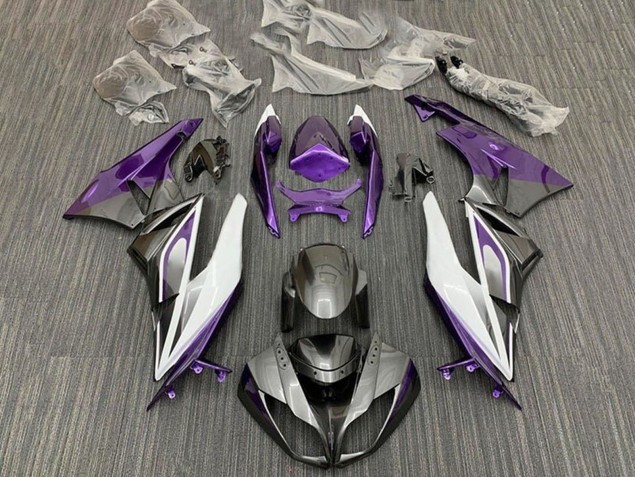 Preisgünstige Kawasaki ZX6R Motorrad Verkleidung 2009-2012 - Lila Weiss Silber Schwarz