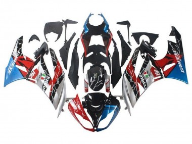Preisgünstige Kawasaki ZX6R Motorrad Verkleidung 2009-2012 - Blau Rot Glanzendes Schwarz Silber