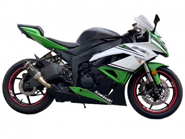 Preisgünstige Kawasaki ZX6R Motorrad Verkleidung 2009-2012 - Weiss Grun Schwarz