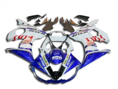 Preisgünstige Yamaha YZF R6 Motorrad Verkleidung 2003-2004 - Weiss Blau Rot Fiat Motul Dunlop Michelin
