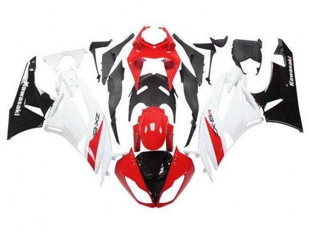 Preisgünstige Kawasaki ZX6R Motorrad Verkleidung 2009-2012 - Rot Weiss Schwarz