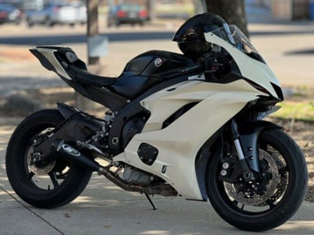 Preisgünstige Kawasaki ZX6R Motorrad Verkleidung 2013-2018 - Creme Weiss Matt Schwarz