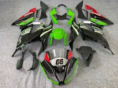 Preisgünstige Kawasaki ZX6R Motorrad Verkleidung 2013-2018 - Grun Weiss Schwarz Rot Elf 66
