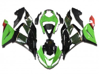 Preisgünstige Kawasaki ZX6R Motorrad Verkleidung 2013-2018 - Grun Schwarz Rot Bienenwabe