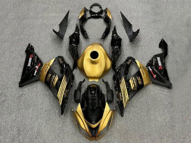Preisgünstige Kawasaki ZX6R Motorrad Verkleidung 2013-2018 - Gold Glanzendes Schwarz