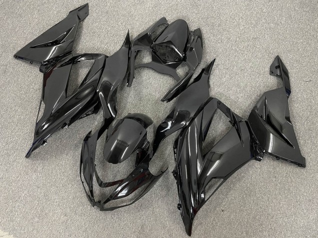 Preisgünstige Kawasaki ZX6R Motorrad Verkleidung 2013-2018 - Glanzendes Schwarz Matt Schwarz