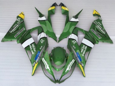 Preisgünstige Kawasaki ZX6R Motorrad Verkleidung 2013-2018 - Grun Gelb Blau Weiss