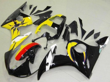 Preisgünstige Yamaha YZF R6 Motorrad Verkleidung 2003-2004 - Gelb Rot Glanzendes Schwarz