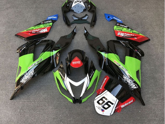 Preisgünstige Kawasaki ZX6R Motorrad Verkleidung 2013-2018 - Grun Schwarz Rot Weiss Motocard 66