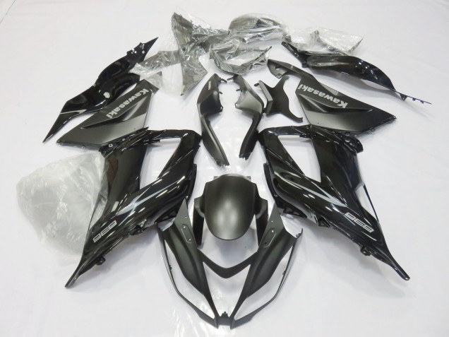 Preisgünstige Kawasaki ZX6R Motorrad Verkleidung 2013-2018 - Glanzendes Schwarz Matt Schwarz
