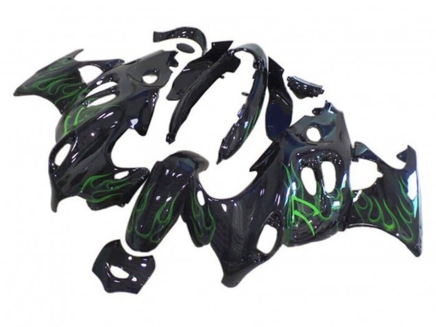 Preisgünstige Suzuki GSX600F/GSX750F Motorrad Verkleidung 2004-2006 - Glanzendes Schwarz Grun Flamme