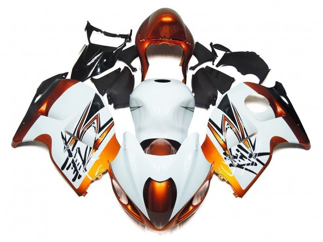 Preisgünstige Suzuki GSXR 1300 Hayabusa Motorrad Verkleidung 1996-2007 - Weiss Orange Schwarz
