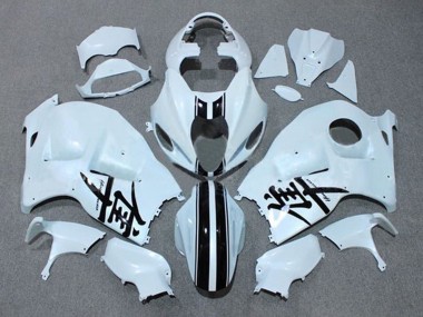 Preisgünstige Suzuki GSXR 1300 Hayabusa Motorrad Verkleidung 1996-2007 - Weiss Schwarz Streifen