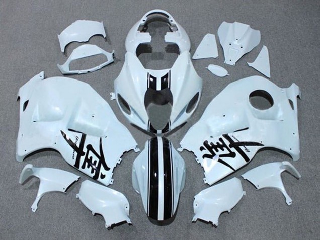 Preisgünstige Suzuki GSXR 1300 Hayabusa Motorrad Verkleidung 1996-2007 - Weiss Schwarz Streifen