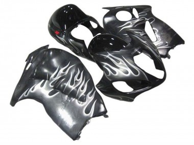 Preisgünstige Suzuki GSXR 1300 Hayabusa Motorrad Verkleidung 1996-2007 - Grau Schwarz Weiss Flamme