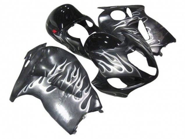 Preisgünstige Suzuki GSXR 1300 Hayabusa Motorrad Verkleidung 1996-2007 - Grau Schwarz Weiss Flamme