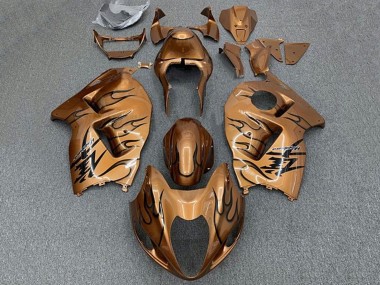 Preisgünstige Suzuki GSXR 1300 Hayabusa Motorrad Verkleidung 1996-2007 - Braun Bronze Schwarz Flamme