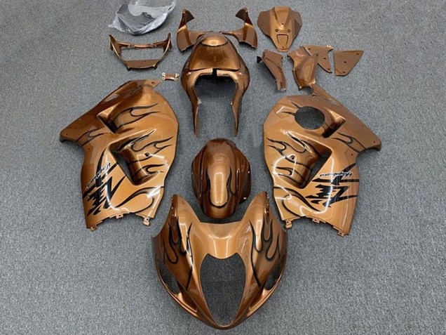 Preisgünstige Suzuki GSXR 1300 Hayabusa Motorrad Verkleidung 1996-2007 - Braun Bronze Schwarz Flamme