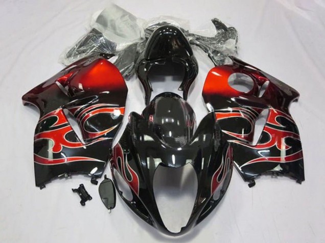 Preisgünstige Suzuki GSXR 1300 Hayabusa Motorrad Verkleidung 1996-2007 - Glanzendes Schwarz Rot Tribal