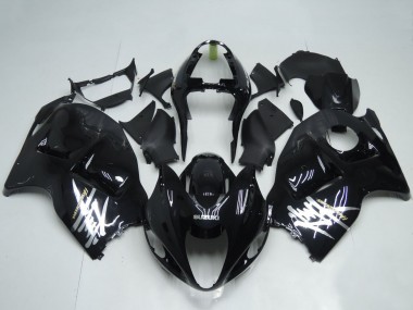 Preisgünstige Suzuki GSXR 1300 Hayabusa Motorrad Verkleidung 1996-2007 - Glanzendes Schwarz Weiss Aufkleber