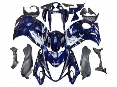 Preisgünstige Suzuki GSXR 1300 Hayabusa Motorrad Verkleidung 2008-2020 - Dunkel Blau Silber Weiss