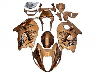 Preisgünstige Suzuki GSXR 1300 Hayabusa Motorrad Verkleidung 2008-2020 - Bronze Schwarz Flamme