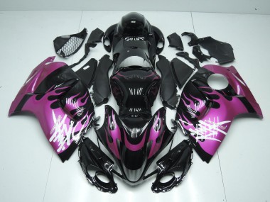 Preisgünstige Suzuki GSXR 1300 Hayabusa Motorrad Verkleidung 2008-2020 - Glanzendes Schwarz Lila Flamme