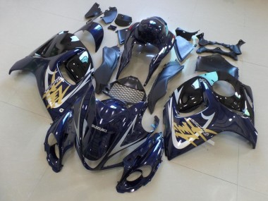 Preisgünstige Suzuki GSXR 1300 Hayabusa Motorrad Verkleidung 2008-2020 - Dunkel Blau Schwarz Gold Silber
