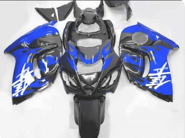 Preisgünstige Suzuki GSXR 1300 Hayabusa Motorrad Verkleidung 2008-2020 - Schwarz Blaue Flamme