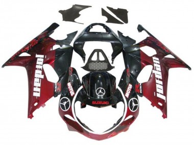Preisgünstige Suzuki GSXR1000 Motorrad Verkleidung 2000-2002 - Glanzendes Schwarz Dunkel Rot Jordan