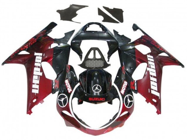 Preisgünstige Suzuki GSXR1000 Motorrad Verkleidung 2000-2002 - Glanzendes Schwarz Dunkel Rot Jordan
