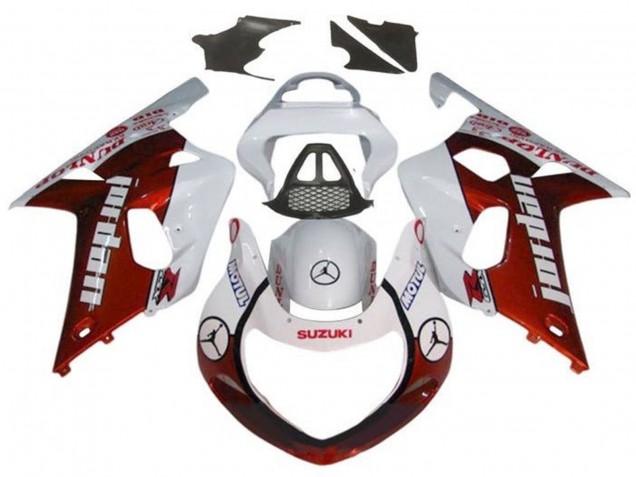 Preisgünstige Suzuki GSXR1000 Motorrad Verkleidung 2000-2002 - Weiss Rot Jordan