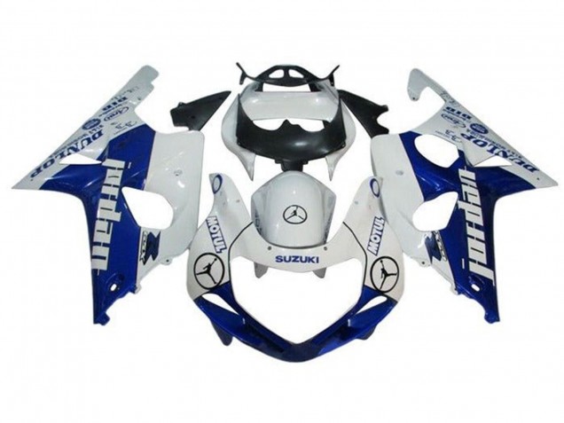 Preisgünstige Suzuki GSXR1000 Motorrad Verkleidung 2000-2002 - Weiss Blau Jordan Dunlop