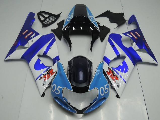 Preisgünstige Suzuki GSXR1000 Motorrad Verkleidung 2000-2002 - Blau Weiss Glanzendes Schwarz und Hellblau 05