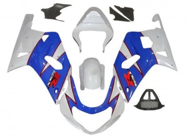 Preisgünstige Suzuki GSXR1000 Motorrad Verkleidung 2000-2002 - Weiss Blau Rot PinStreifen