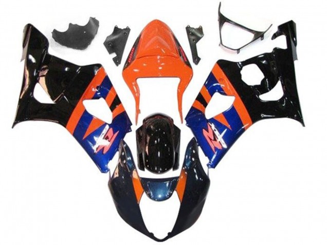 Preisgünstige Suzuki GSXR 1000 Motorrad Verkleidung 2003-2004 - Orange Blau Glanzendes Schwarz