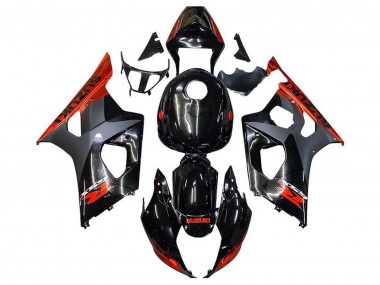 Preisgünstige Suzuki GSXR 1000 Motorrad Verkleidung 2003-2004 - Glanzendes Schwarz Matt Schwarz Orange