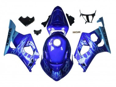 Preisgünstige Suzuki GSXR 1000 Motorrad Verkleidung 2003-2004 - Blau Hellblau Weiss Flamme