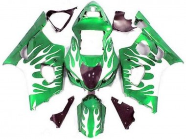 Preisgünstige Suzuki GSXR 1000 Motorrad Verkleidung 2003-2004 - Grun Weiss Flamme