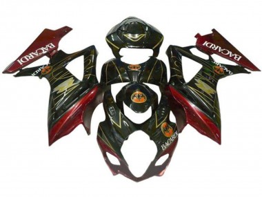 Preisgünstige Suzuki GSXR 1000 Motorrad Verkleidung 2005-2006 - Schwarz Rot Gold BACARDI