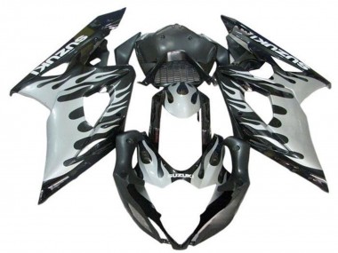 Preisgünstige Suzuki GSXR 1000 Motorrad Verkleidung 2005-2006 - Schwarz Weiss Flamme